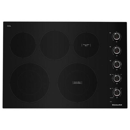 KitchenAid KCES550HBL 30" Electric Cooktop with 5 Elements and Knob